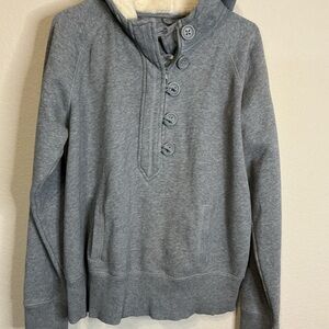 GAP Cozy Gray Sherpa Lined Half Button Hoodie Pullover Detail Size XL